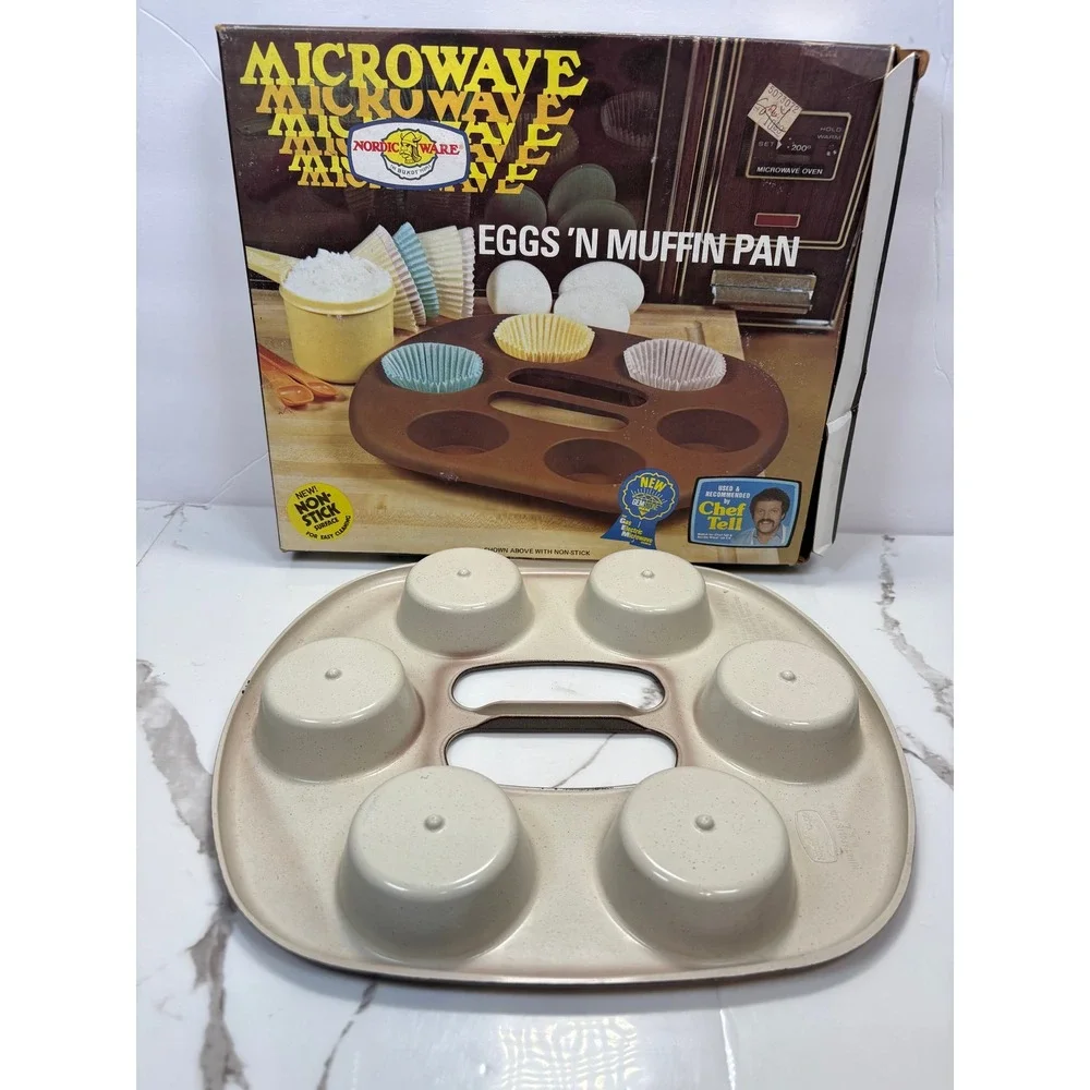 Nordic‎ Ware Microwave Eggs N Muffin Pan Gemstone Brown 6 Cavity Vintage 11.5in